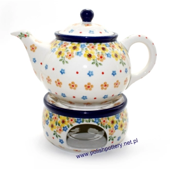 Czajnik 0,9L + podgrzewacz mały Ø13cm dek. 2225X Żółte Kwiaty